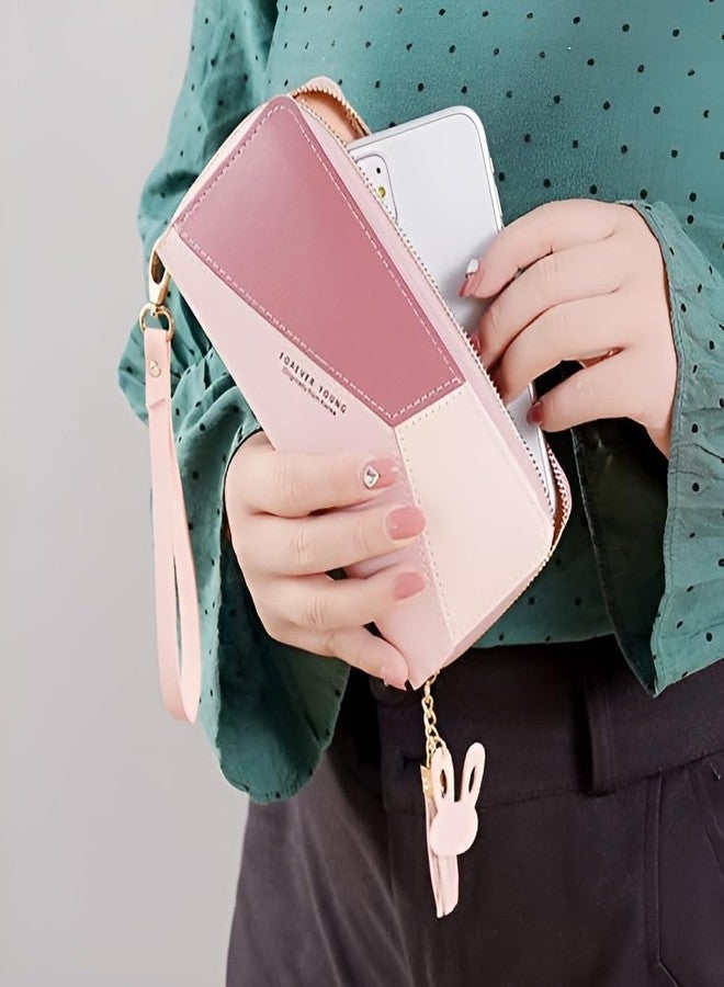 Akshify Women's Long Wallet - PU Leather Large Capacity Clutch Purse with Tassel, Multiple Card Slots & Coin Pocket - Stylish Travel Wallet for Women & Girls (Pink) - Image 3